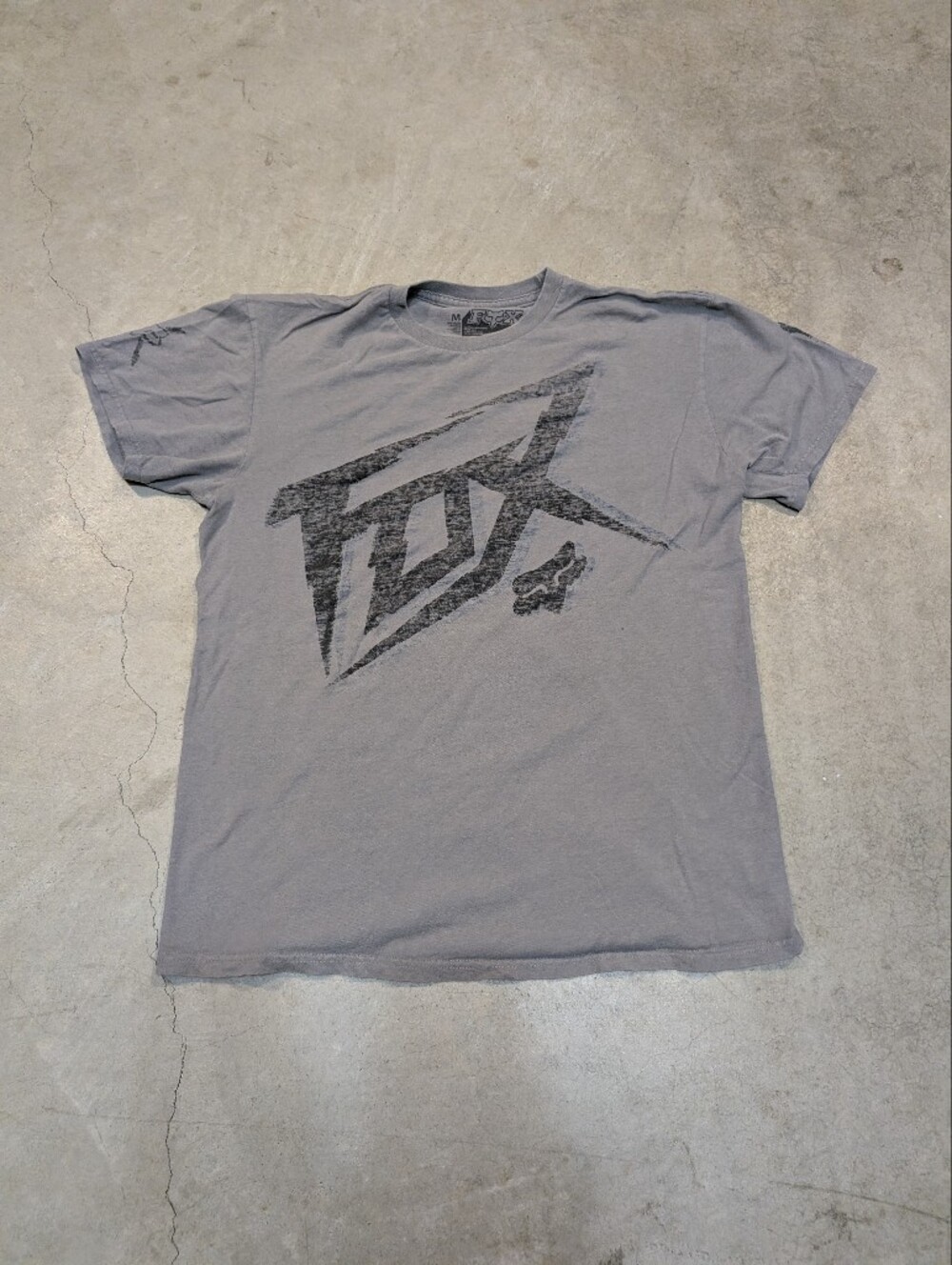 Fox Gray Short Sleeve Shirt Mens M Biker Skater Grunge